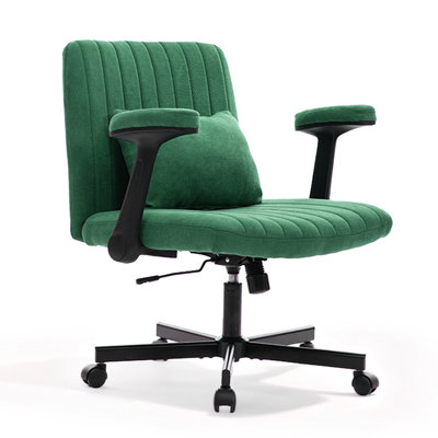 Criss Cross Chair With Wheels, Comfy Cross Legged Velvet Armrest Office Computer Ergonomic Desk Chair, Modern Swivel Makeup Vanity Task Chair Height A by Latitude Run