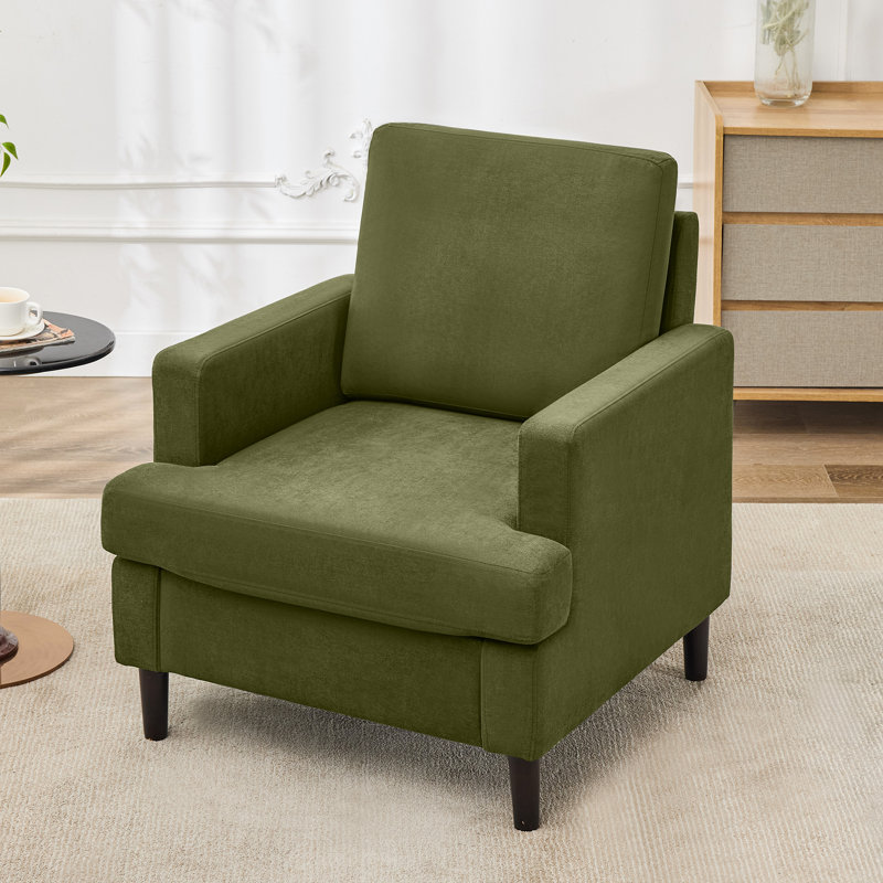 Mid-Century Linen Accent Chair – Stylish, Green