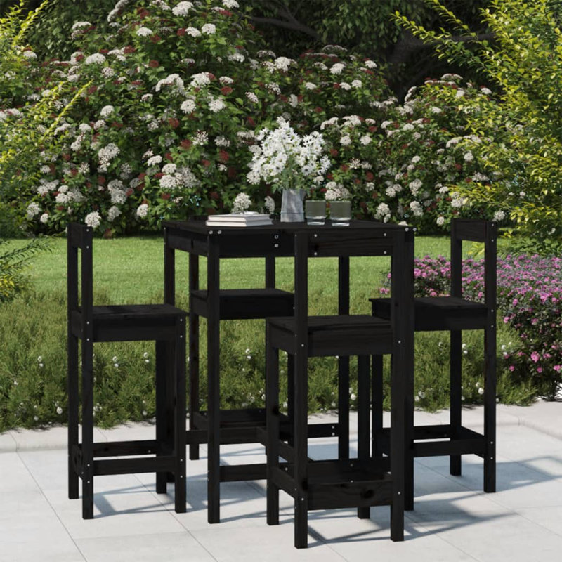 Mahie 4 - Person Patio Dining Set with Rectangular Table, Black