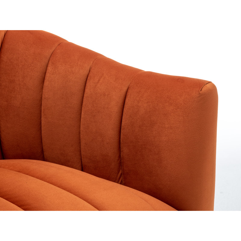 Velours capitonné large de 28 po Murrow, Velours orange, 1