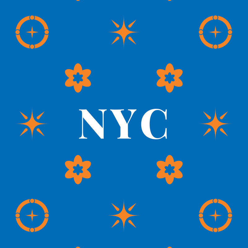 Coussin en coton New York Basketball, Coussin en polyester filé soufflé et fermé, New York, orange, bleu, blanc
