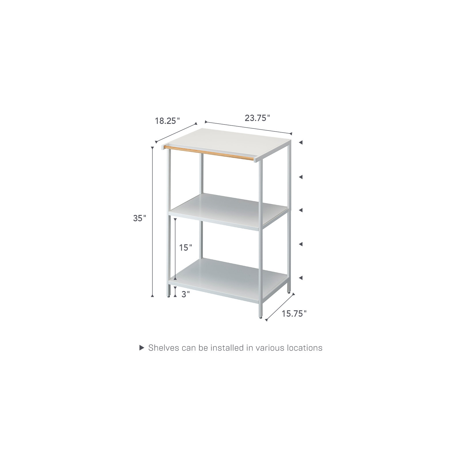 Yamazaki Home 3-Tiered Storage Rack - Kitchen Shelf Organizer, Short, Steel, Short, White