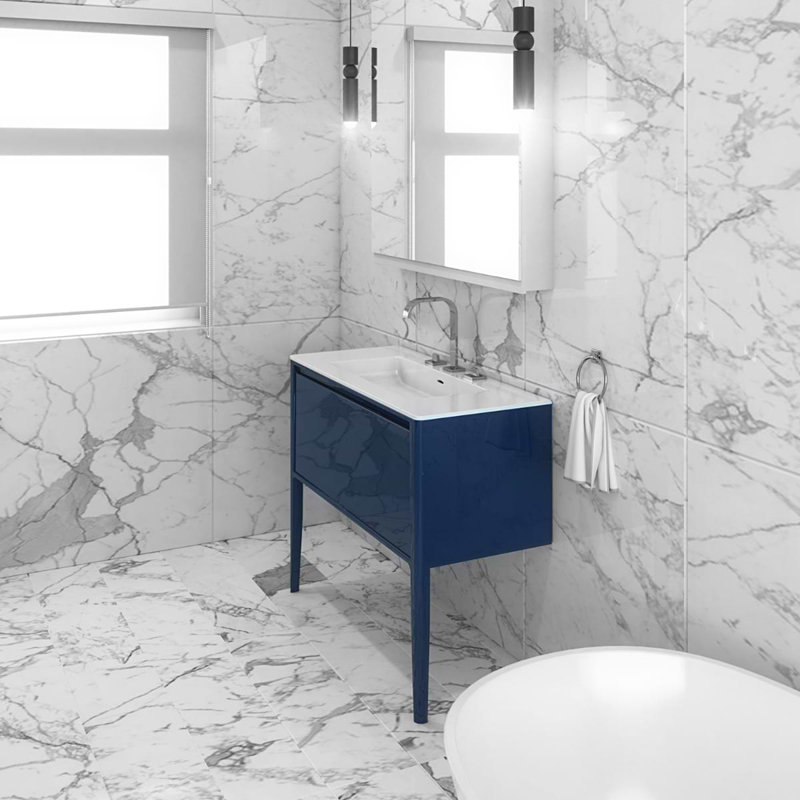 Luxe 30" Gloss Vanity With Counter, Navy