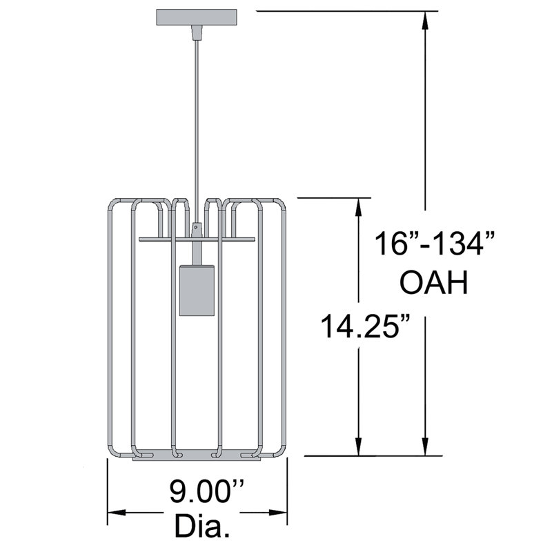 Luminaire suspendu cylindrique à 1 lumière Mcelrath, Or