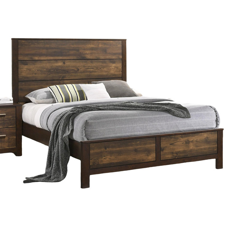 Mahogany Finish Modern Bedframe with Simple Design, Queen
