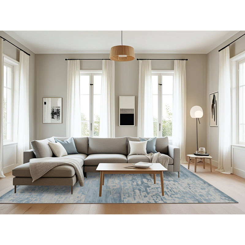 Machine Washable Abstract Gray Area Rug, Rectangle 8' x 12'