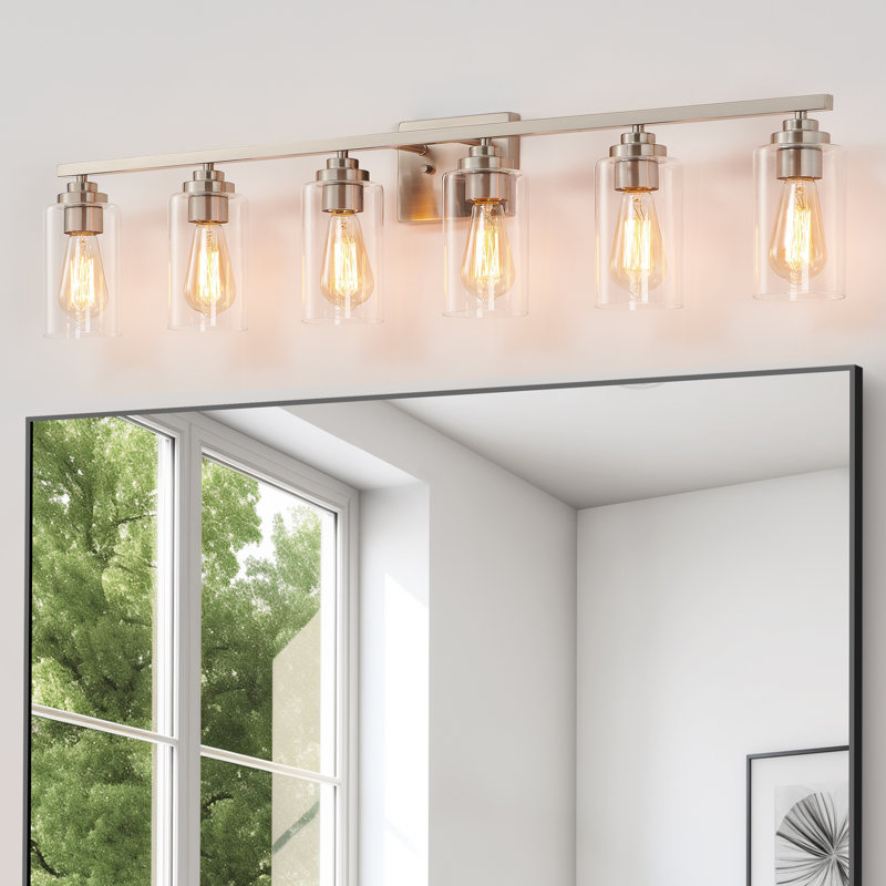 Quitterie - Éclairage pour meuble-lavabo, Nickel brossé, Clear, 6
