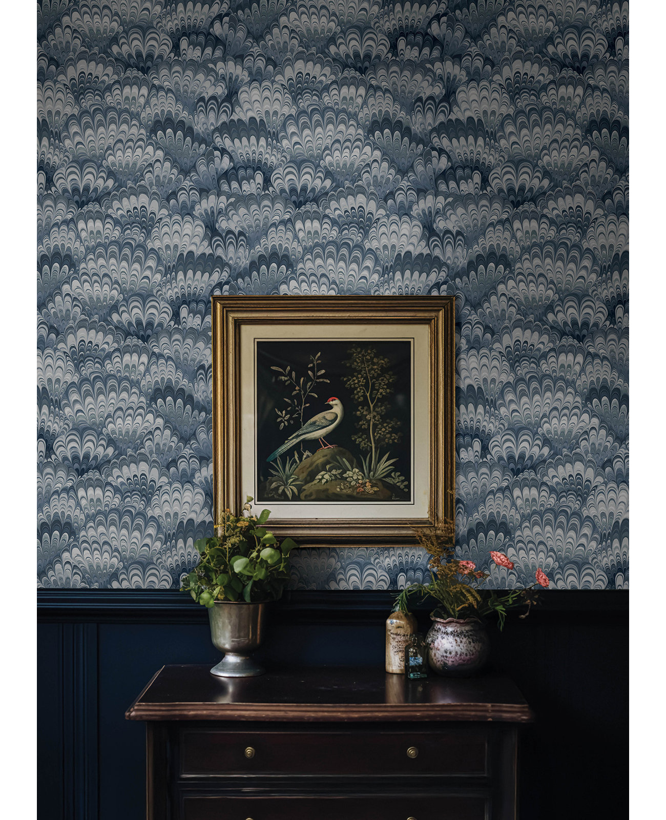 Marbled Ink Wallpaper Double Roll, Blue