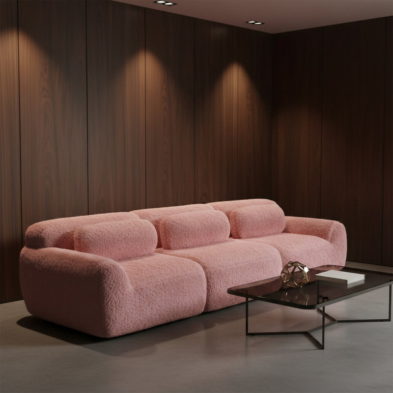 Canapé modulaire en tissu doux et moelleux de 114 pouces, Rose