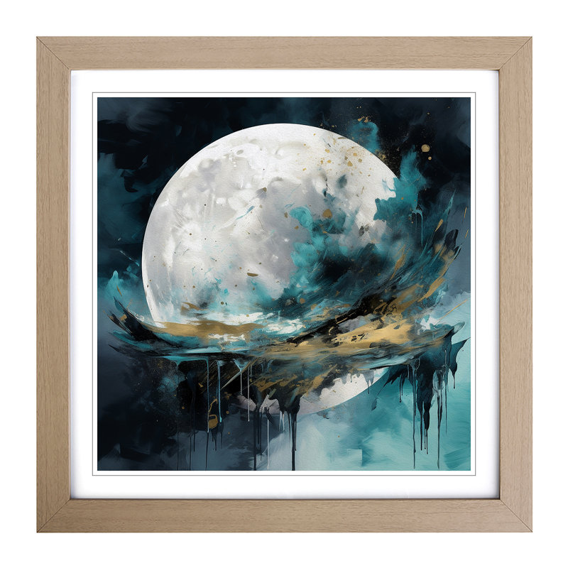 Moon Abstract Art No.1 - Framed Print, Oak