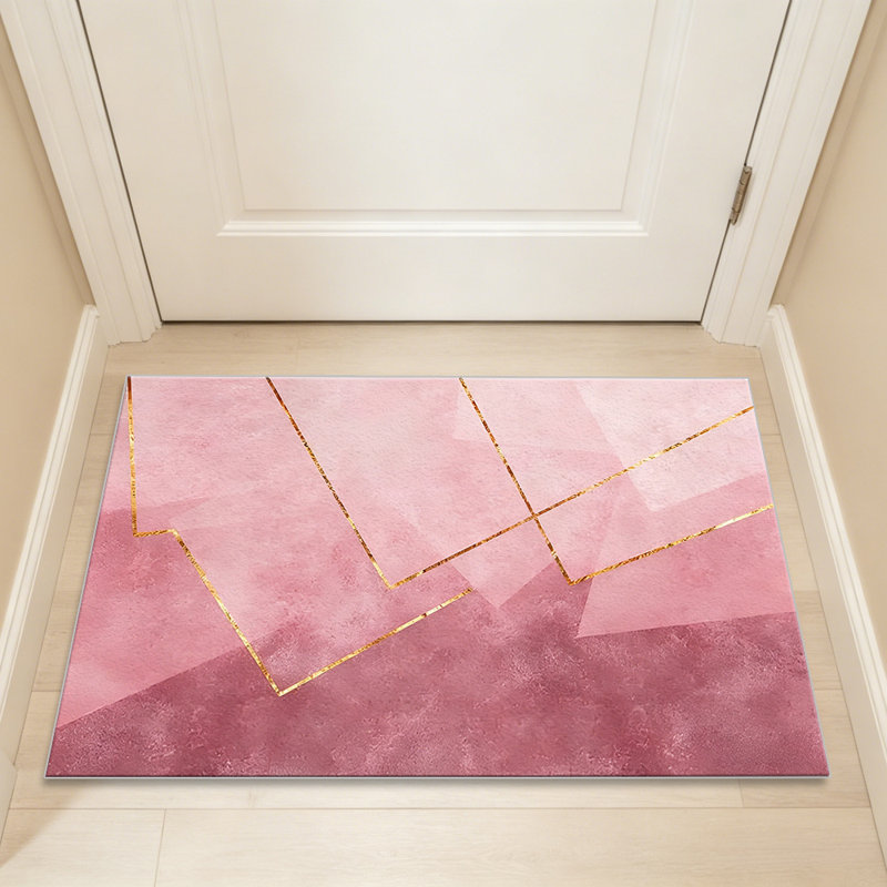 Modern Gold Pink area rugs for Living Room, Soft and Comfortable, Suitable for all seasons, easy to maintain, machine washable Indoor floor mat, Under Table Farmhouse suitable for Bedroom, Dining Room, Study,  Balcony, Home Decor Patio