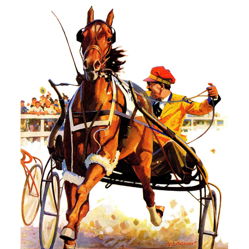 «Harness Race» par Maurice Bower, reproduction sur toile tendue, H 29 po x l 24 po x P 1,5 po