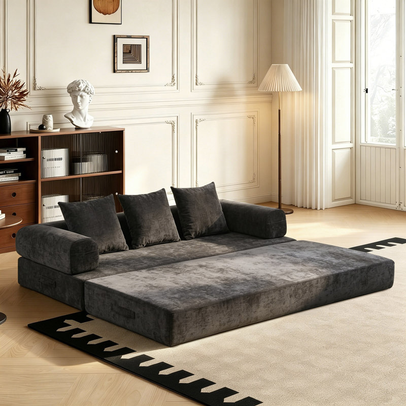 Canapé-lit pliant convertible Isabeau de 78,8 po Isabeau, Noir nouveau