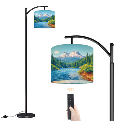 Lampe sur pied à arc avec abat-jour réglable Lake Siskiyou Mt Shasta Lampe sur pied 3 températures de couleur à intensité variable pour poteau avec interrupteur au pied pour la chambre à coucher