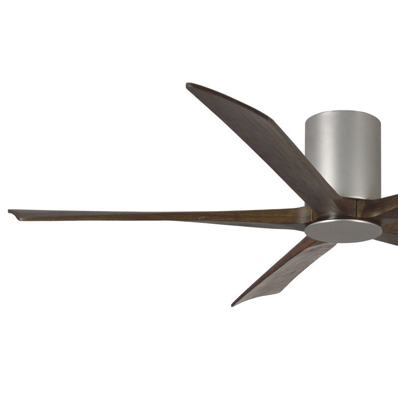 Irene Flushmount Light Kit 5 Blade LED Ceiling Fan, Brushed Nickel, Walnut Tone, 60"