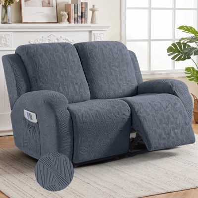 Housse pour causeuse inclinable en jacquard doux 6 pièces Tiba, housse de canapé extensible 2 places, protecteur de meubles lavable à la machine
