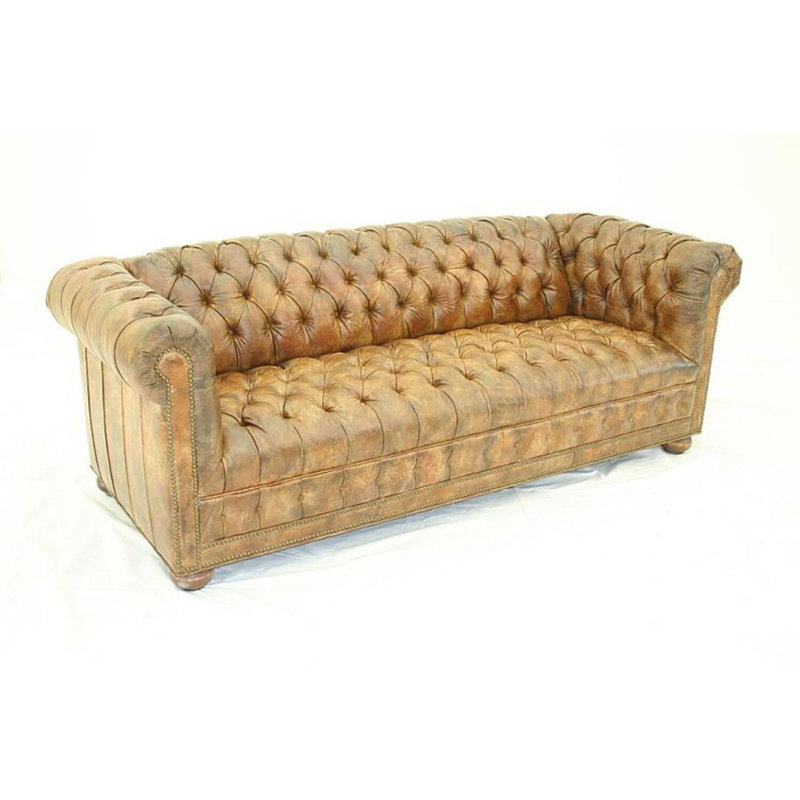 Leather Sofa, Old Gold E, French Ivory, Hair Hide Brindle