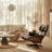 Leather Swivel Accent Chair With Ottoman-1160804679
