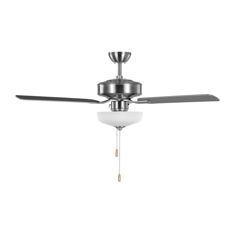 48'' Ceiling Fan with LED Lights, Silver/American Walnut, Brushed Steel