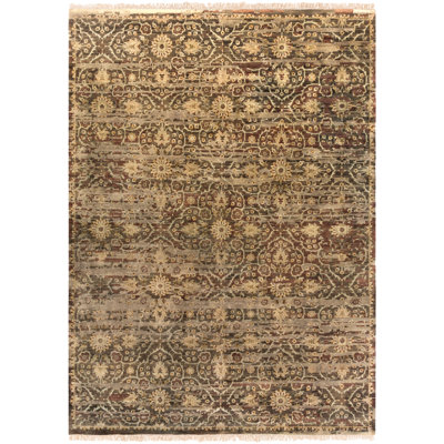 Empress Wool Damask Area Rug in Green