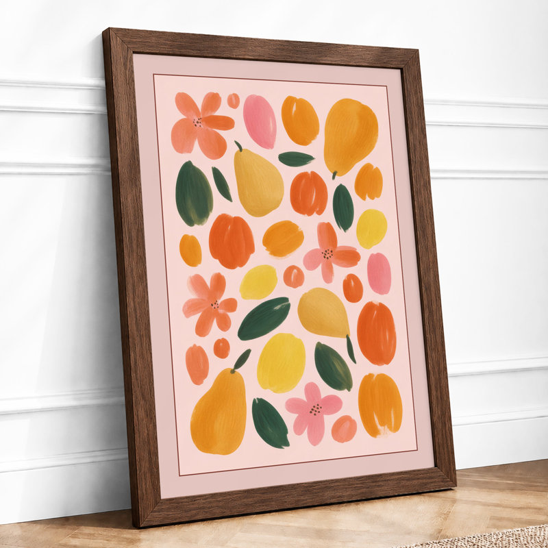 Garden Scatter Botanical - Framed Print, A3 - 42.0 x 29.7 cm, Walnut