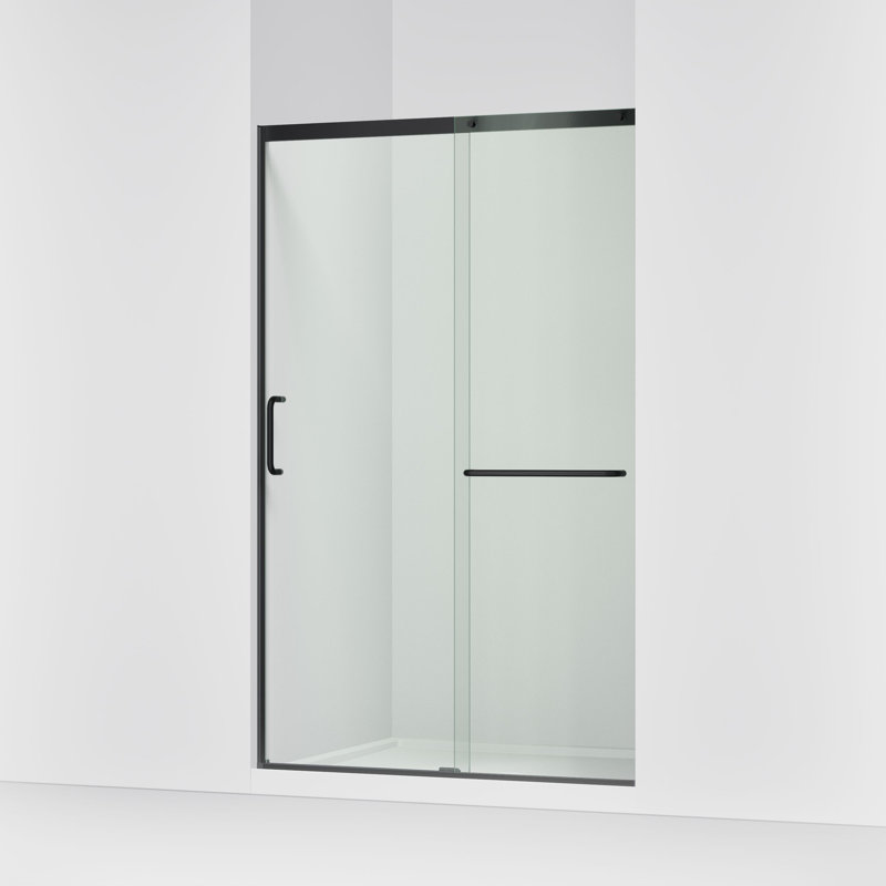 Elate Tall Sliding Shower Door, 75-1/2-In H X 50-1/4 - 53-5/8-In W, With Heavy 5/16-In Thick Crystal Clear Glass, Black