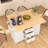 55.7'' Large Kitchen Island With 2 Drop Leaf,, Rolling Kitchen Cart On 5 Wheels With Power Outlet, Folding Storage Dining Table With Spice & Towel Rack , 3 Drawers, For Kitchen, Dining Room,White-526165671