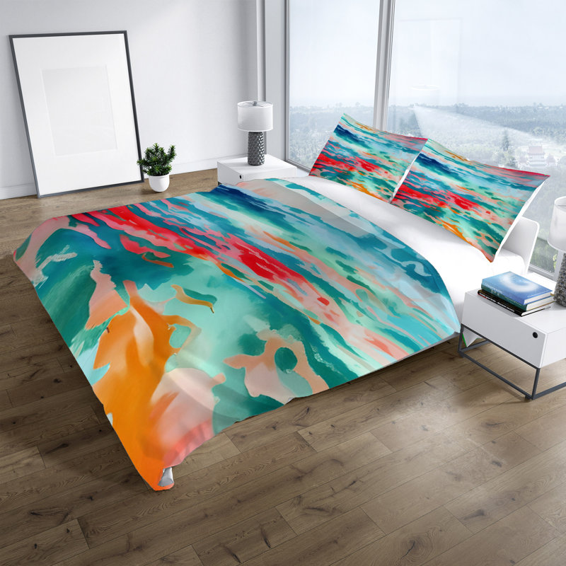 Polyester Abstract Duvet Cover, King Duvet Cover + 2 King Shams