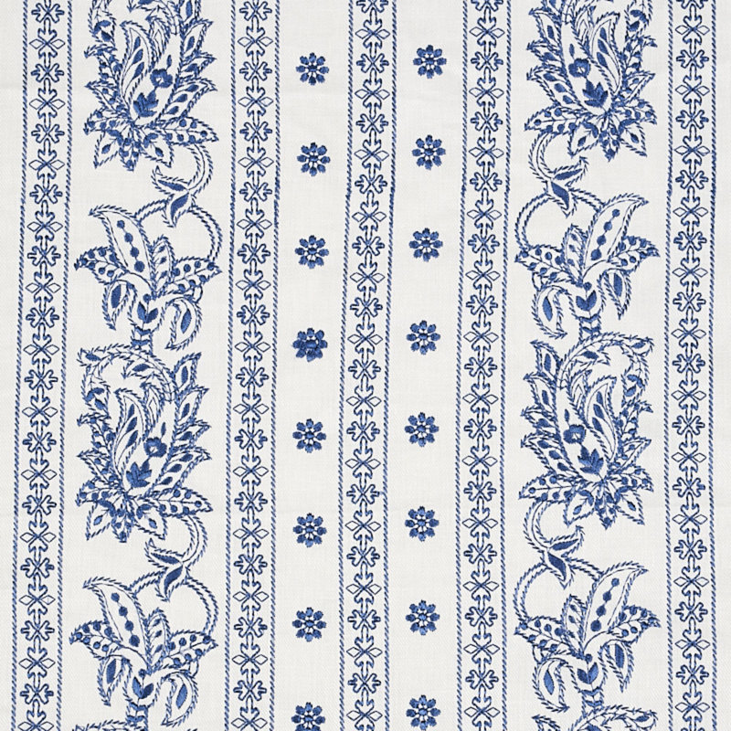 Jaipur Linen Embroidery Fabric, Blue