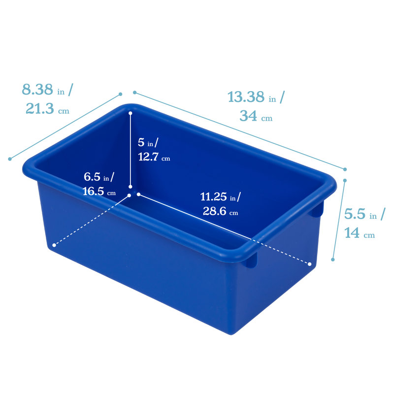 ECR4Kids Cubby Storage Plastic Bin with Lids, Multipurpose Organization, 10-Piece, Blue