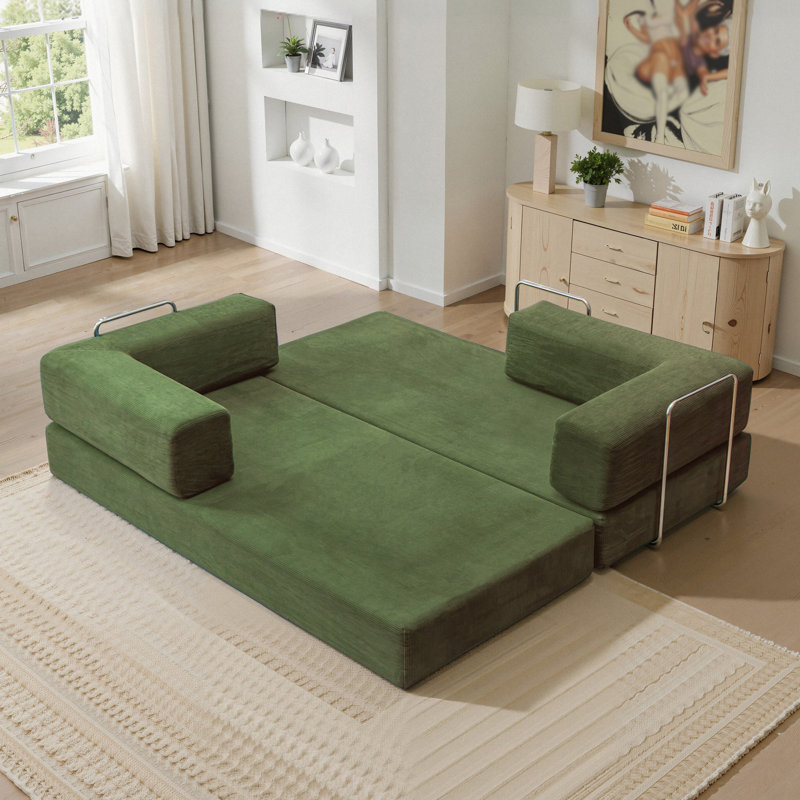 Boneless Compression Sofa - 78''Convertible Floor Sofa Bed - With Pillow Back Support Armrest - Comfy Foldable Sofa Bed Compressed Sofa In Box - Corduroy Fabric - For Living Room Bedroom