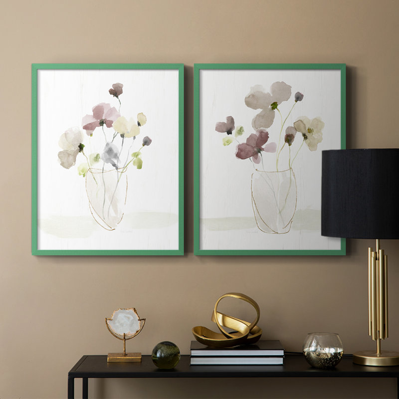 Choisissez «Happy Bouquet I», reproduction encadrée de qualité supérieure - prête à être accrochée - aucun clou requis - aucun clou requis