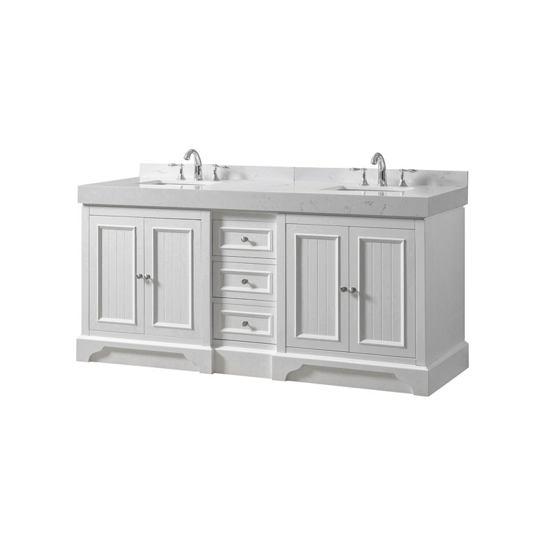 Binne 72 " W Freestanding Standard Free Standing 2 Double Vanity Bathroom Vanity With Cultured Marble Top