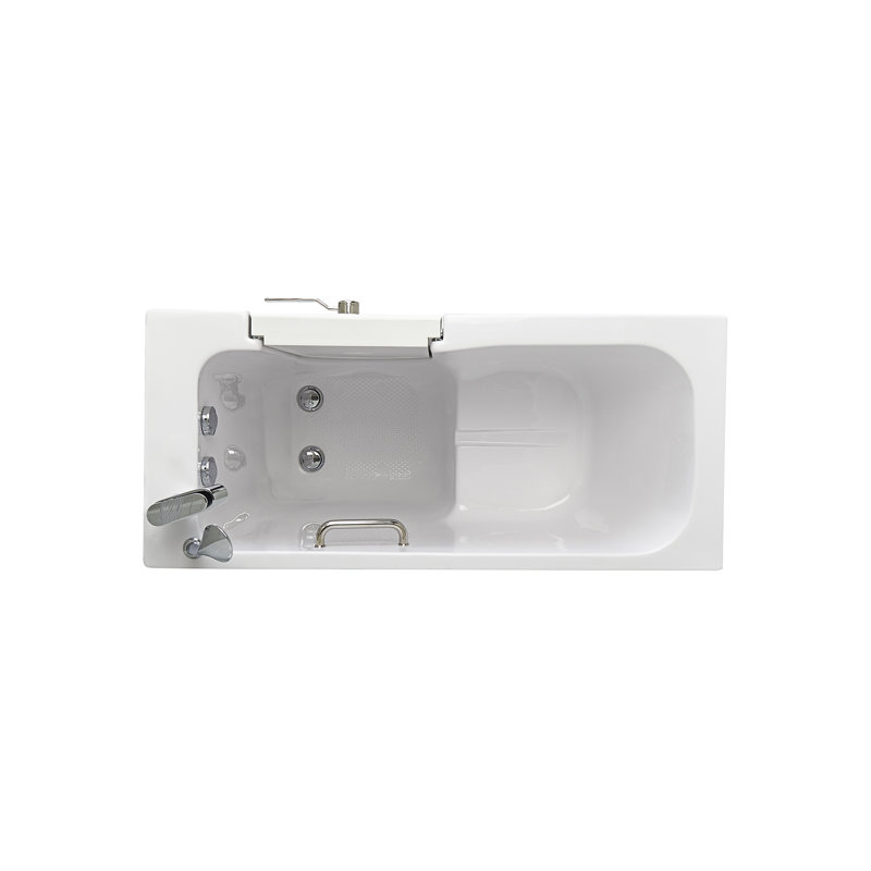 Ella Lounger 27"x60" Acrylic Soaking Walk-In-Bathtub, Right Outward Swing Door, Heated Seat, 2 Piece Fast Fill Faucet, 2" Dual Drain