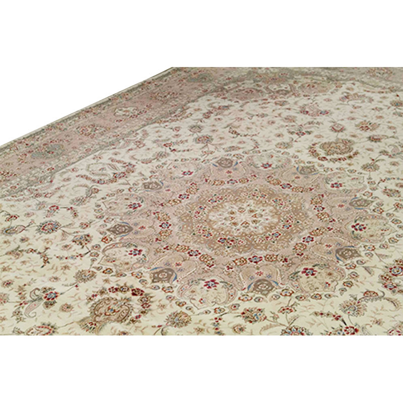 Tapis ivoire et ivoire noué à la main de haute qualité
