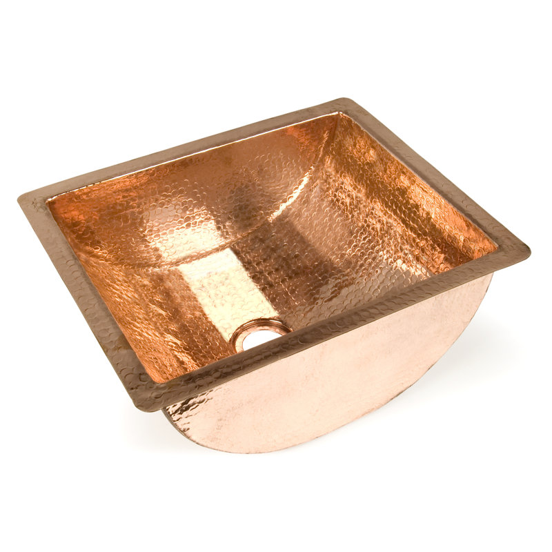D'Vontz 14'' Copper Rectangular Bathroom Sink, Shiny Copper	