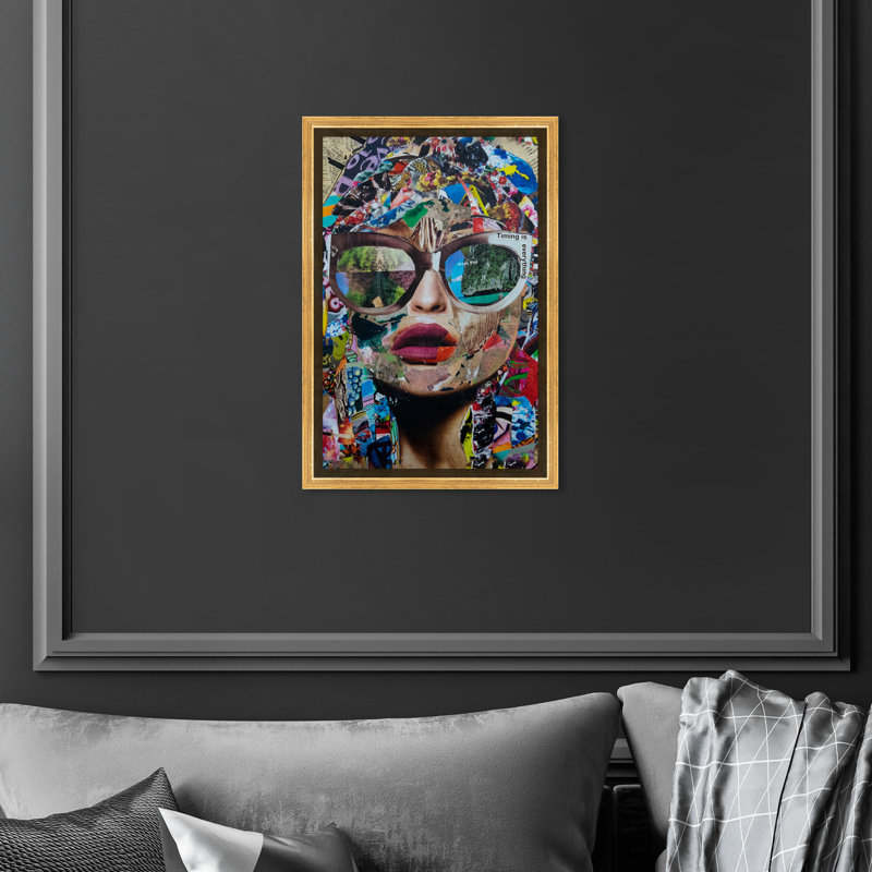 « Timing is Everything » par Oliver Gal - reproduction d'art graphique encadré sur toile, H 15 po x l 10 po, Or