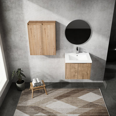 Meuble-lavabo 24 po avec lavabo et armoire latérale - Modern