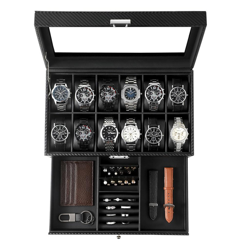 Leather Watch Box +, Black