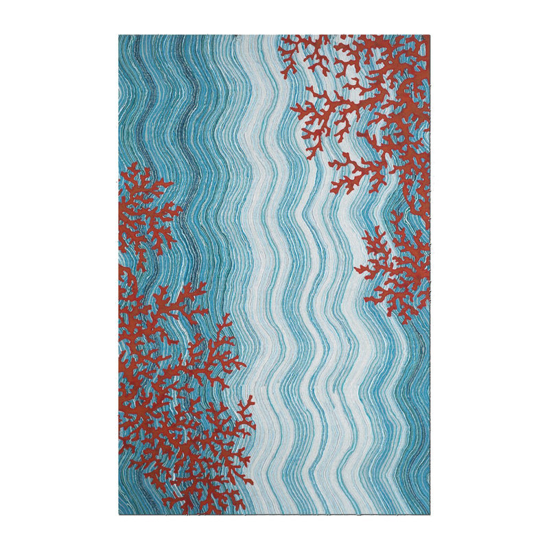 Tapis bleu marine tissé à motif de vagues de couleur marine, Tapis de couloir 3 pi 9 po x 6 pi 6 po