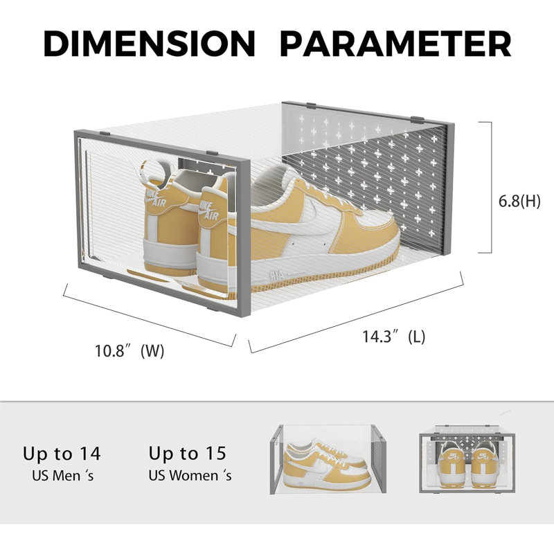 Clear Stackable Shoe Storage Boxes, Extra Large Plastic Shoe Organizers For Closet, Sturdy And Breathable Shoe Containers For Sneakers And Footwear
