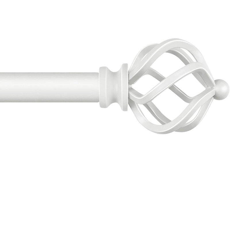Adjustable 80cm to 148cm 1.9cm Single Curtain Pole, White