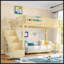 Lit mezzanine simple en bois massif avec garde-robe intégrée, rangement et tablettes à côté, garde-corps pleine longueur et escalier, aucun sommier nécessaire, naturel-131377661-131377662