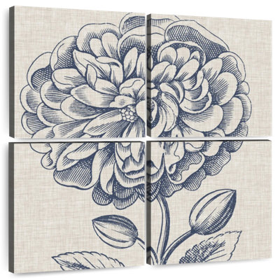 Indigo floral sur lin III
