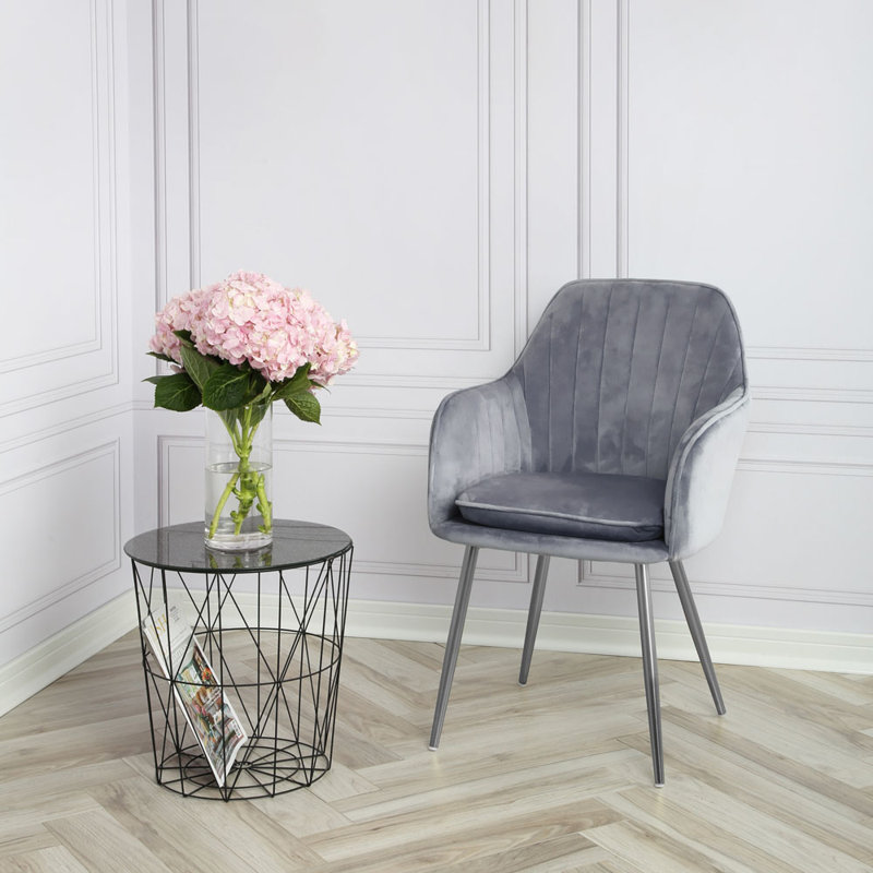 Pugliese Velvet Armchair, Silver, Grey