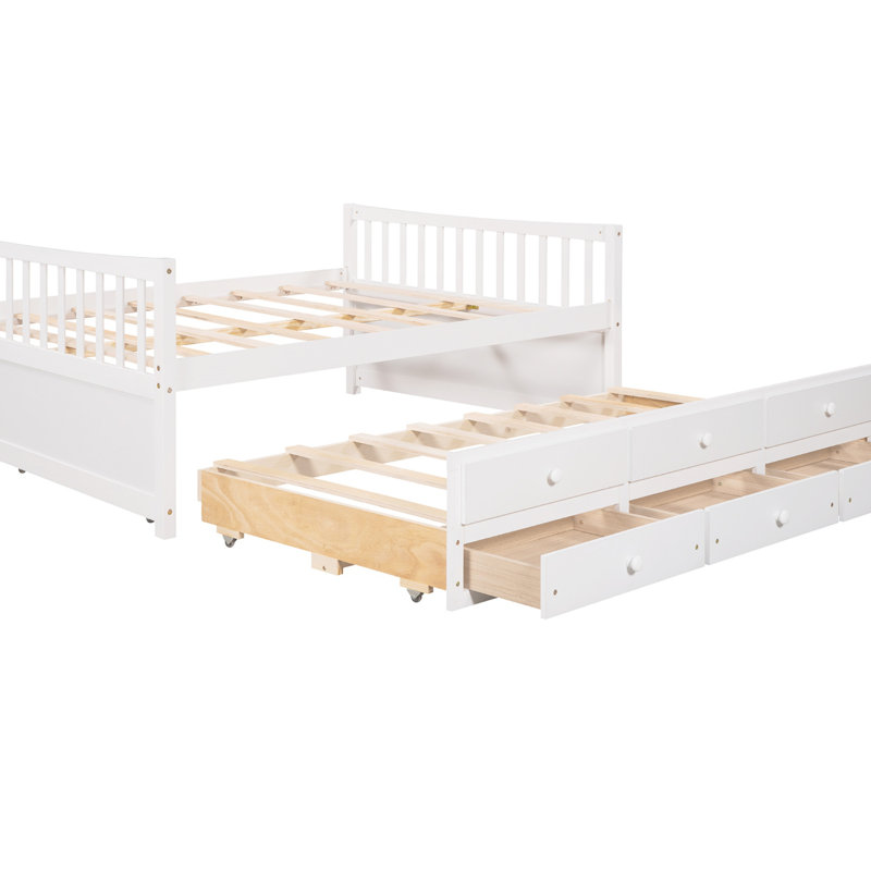 Full Size Daybed With Twin Size Trundle And Drawers, Full Size, White