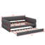Grand lit plateforme tapissier en tissu avec lit gigogne escamotable-1201108719