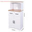 Armoire de cuisine blanche à micro-ondes avec tiroir de rangement et tablette réglable