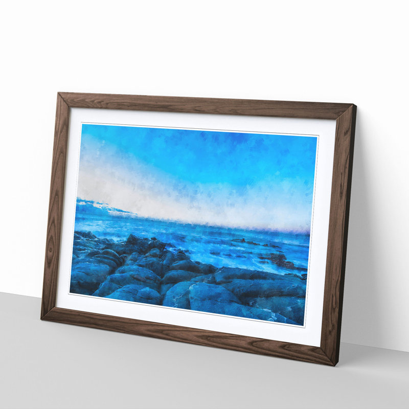 Sea View at Dawn - Picture Frame Painting Print, 62cm H x 87cm W x 2cm D, Walnut Framed
