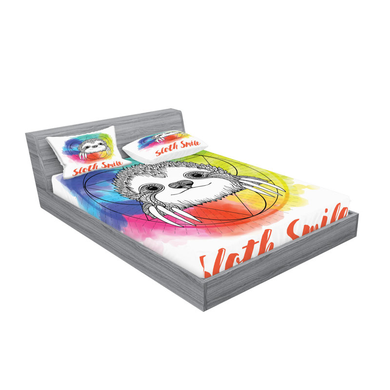 Multicolore drap-housse et coussin décoratif Ambesonne, Ensemble de draps pour très grand lit californien